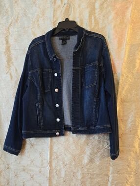 Lane Bryant Indigo Blue Denim Jacket with Button Front